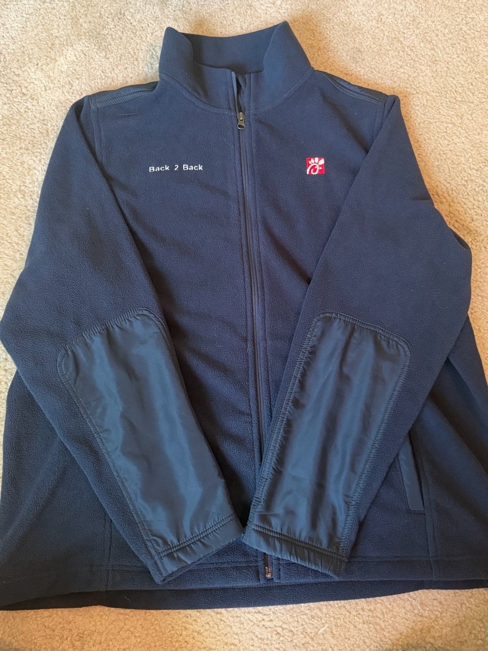 Navy Full-Zip Fleece Jacket with Elbow Reinforcement